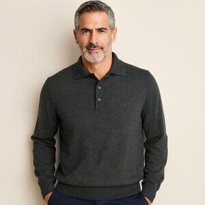 Ponte Vecchio Men's Olive Green Wool Knit Polo Sweater